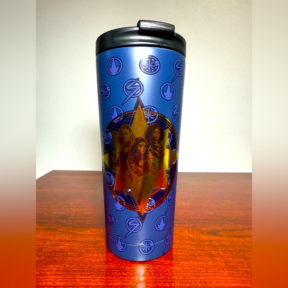 Disney Parks Marvel The Marvels Blue Gold Stainless Steel Travel Tumbler Cup NEW